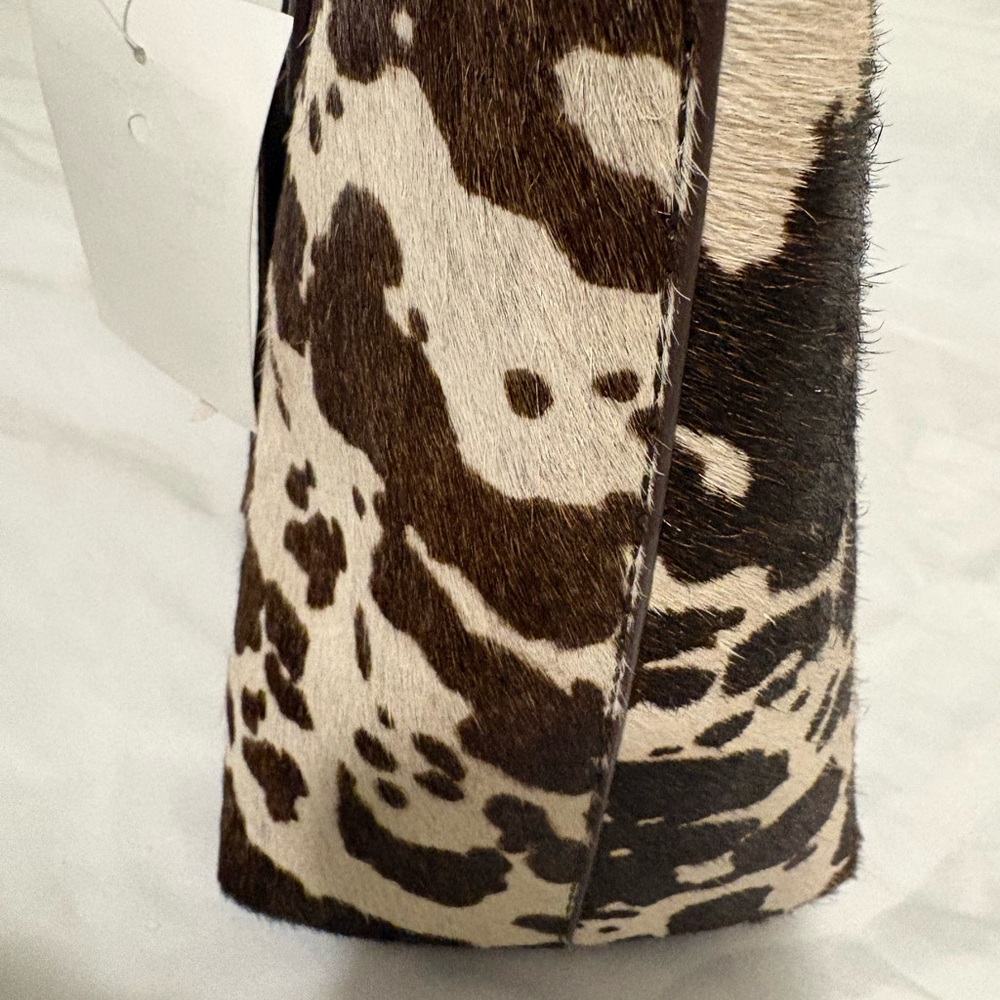 Margot New York Brown and Cream Cowhide Pattern Tote - Picture 8 of 11